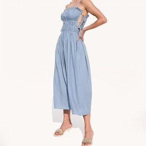 Cult Gaia Lola Cut-out Linen Dress in Steel - size small